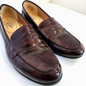Life Stride Women's Burgundy High Shine Stylish Brown Loafers Soft Cushion, sz 8